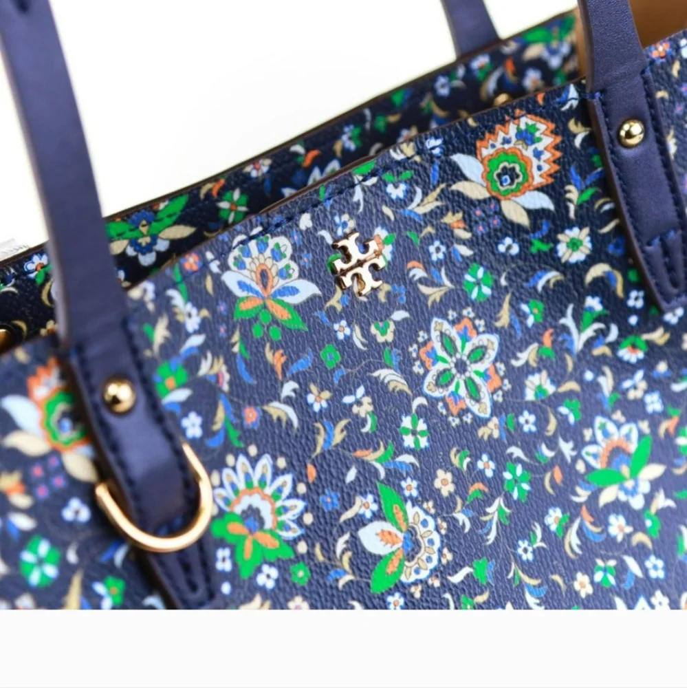 NWOT Tory Burch Floral Tote Bag - Navy and Multicolor